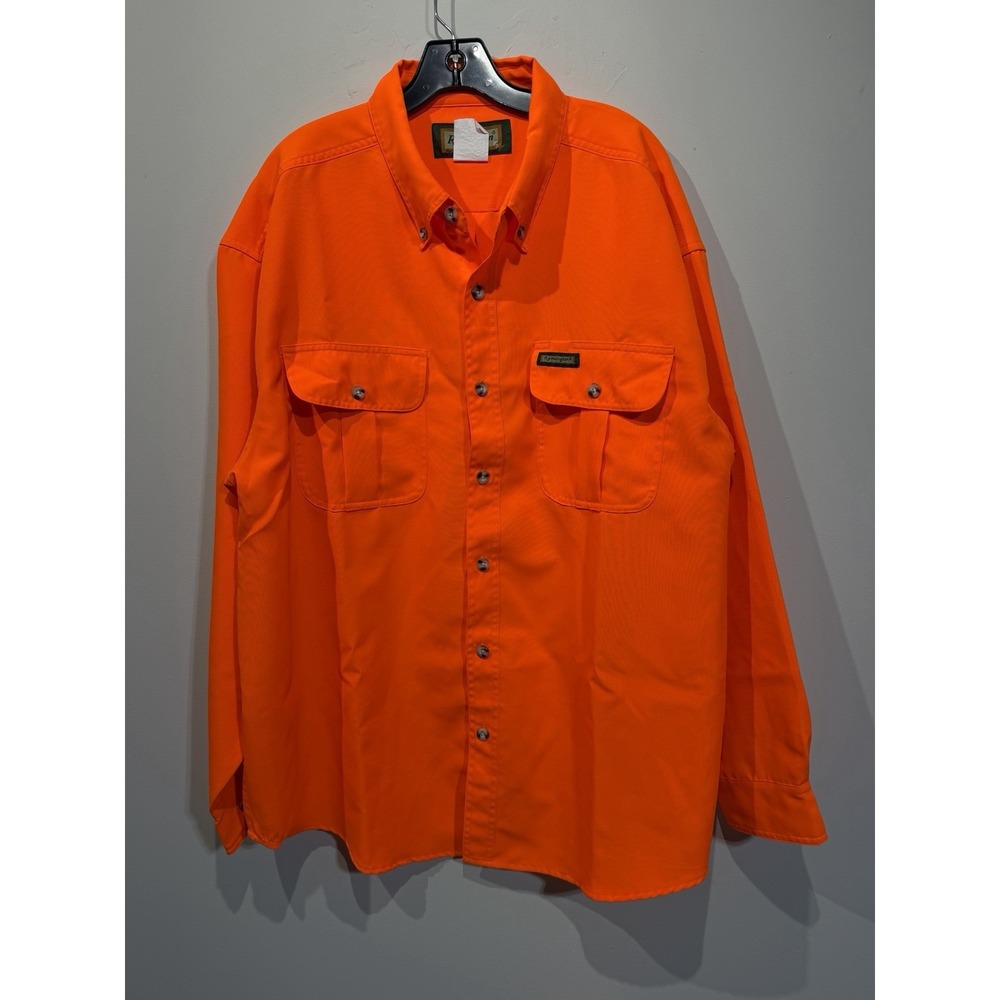 Remington Shirt Mens 2XL Blaze Orange Button Down Flap Pockets Outdoor Hunting